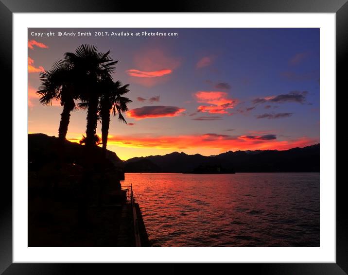 sunset over Isola Bella, Stresa, Italy           Framed Mounted Print by Andy Smith