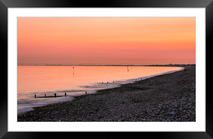 Bracklesham bay, Sunset Framed Mounted Print by Stewart Nicolaou