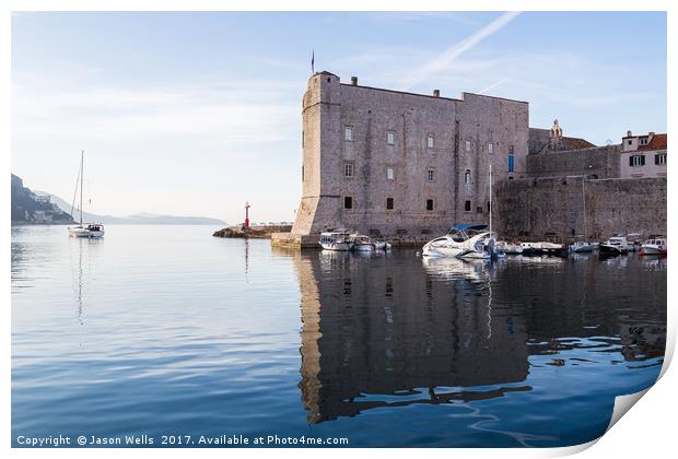 Early morning in Dubrovnik harbour Print by Jason Wells