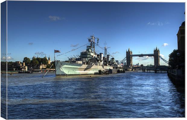 The Tower HMS Belfast and Tower Bridge Canvas Print by Chris Day