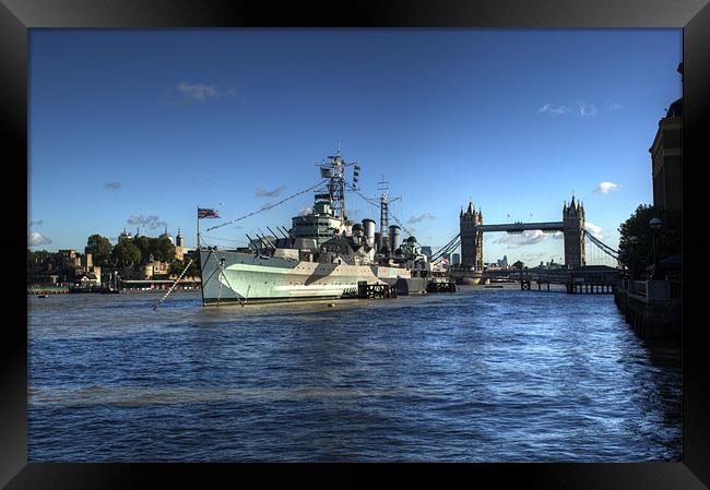 The Tower HMS Belfast and Tower Bridge Framed Print by Chris Day