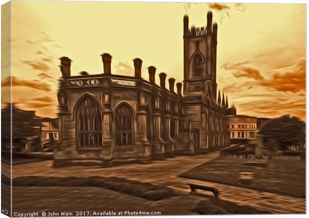 WW2 Bombed out Church Liverpool (Digital Art) Canvas Print by John Wain