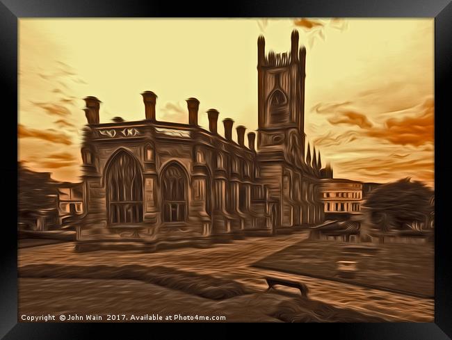 WW2 Bombed out Church Liverpool (Digital Art) Framed Print by John Wain