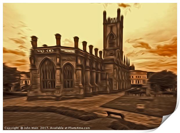 WW2 Bombed out Church Liverpool (Digital Art) Print by John Wain