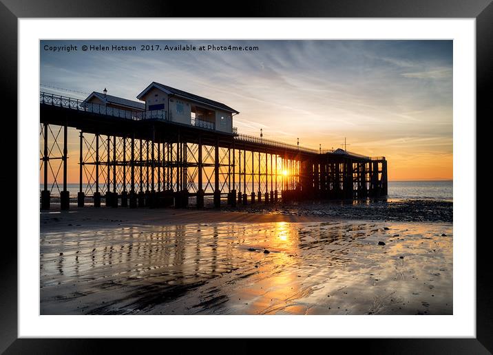 Sunrise at Penarth Pier in Wales Framed Mounted Print by Helen Hotson