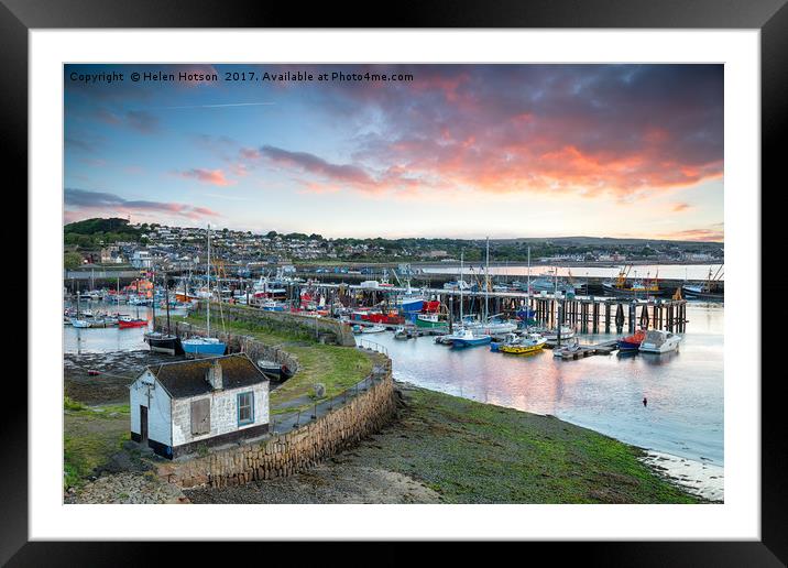 Sunrise at Newlyn in Cornwall Framed Mounted Print by Helen Hotson