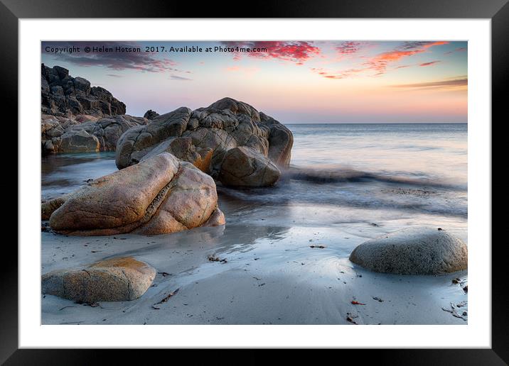 Boulders at Porth Nanven Framed Mounted Print by Helen Hotson