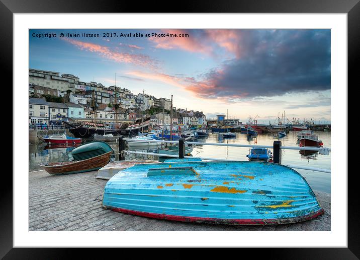 Sunset at Brixham Framed Mounted Print by Helen Hotson