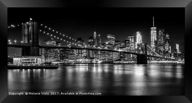 MANHATTAN SKYLINE Nightly Impressions | Panoramic Framed Print by Melanie Viola