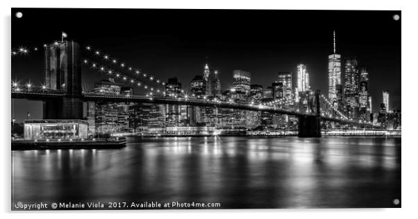 MANHATTAN SKYLINE Nightly Impressions | Panoramic Acrylic by Melanie Viola