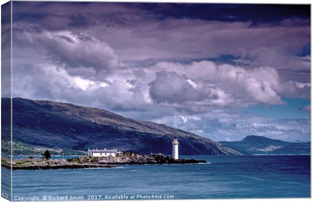Lighthouse on Eilean Sionnach Canvas Print by Richard Smith