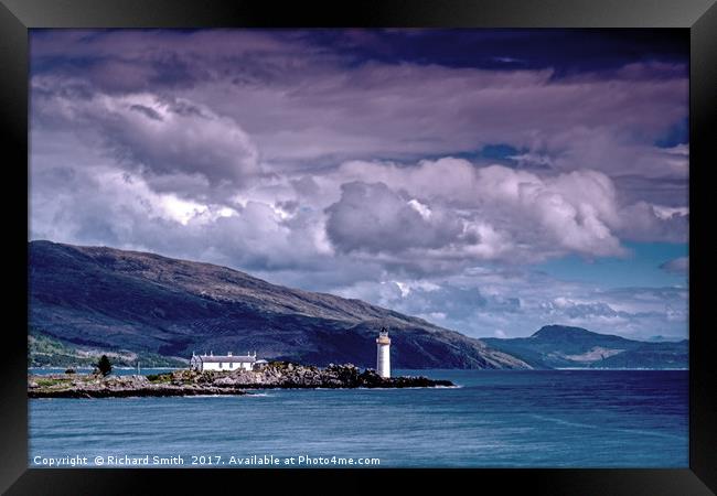 Lighthouse on Eilean Sionnach Framed Print by Richard Smith
