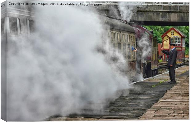 HDR of east lancs railway at bury Canvas Print by Derrick Fox Lomax