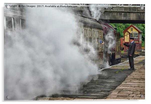 HDR of east lancs railway at bury Acrylic by Derrick Fox Lomax