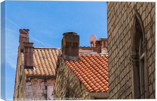 Looking up at Dubrovnik's colourful buildings Canvas Print by Jason Wells