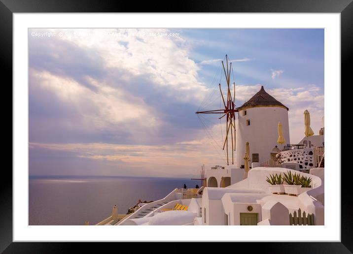 Oia Windmill At Sunset Framed Mounted Print by Bill Buchan