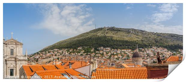 Dubrovnik at the foot of Srd Hill Print by Jason Wells