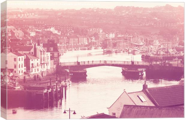 Whitby and River Esk - Retro finish Canvas Print by Chris Harris