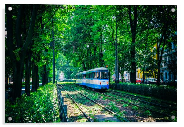 Polish Tram. Acrylic by Angela Aird