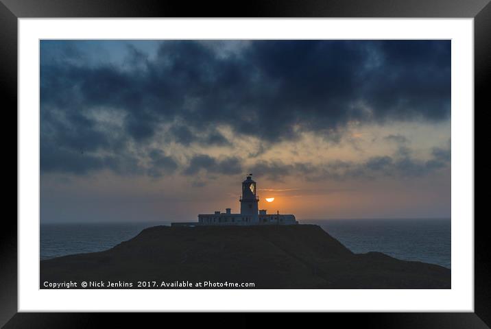 Sunset at Strumble Head Lighthouse Pembrokeshire Framed Mounted Print by Nick Jenkins