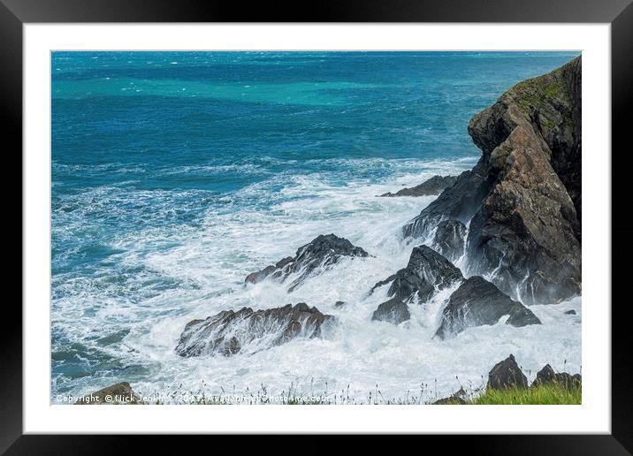 Rough Seas at Porthgain Pembrokeshire Coast Framed Mounted Print by Nick Jenkins