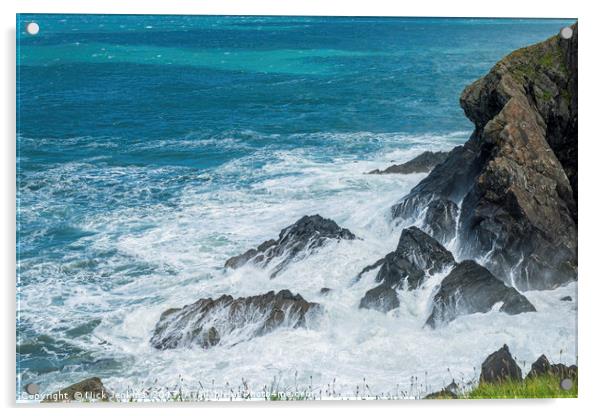 Rough Seas at Porthgain Pembrokeshire Coast Acrylic by Nick Jenkins