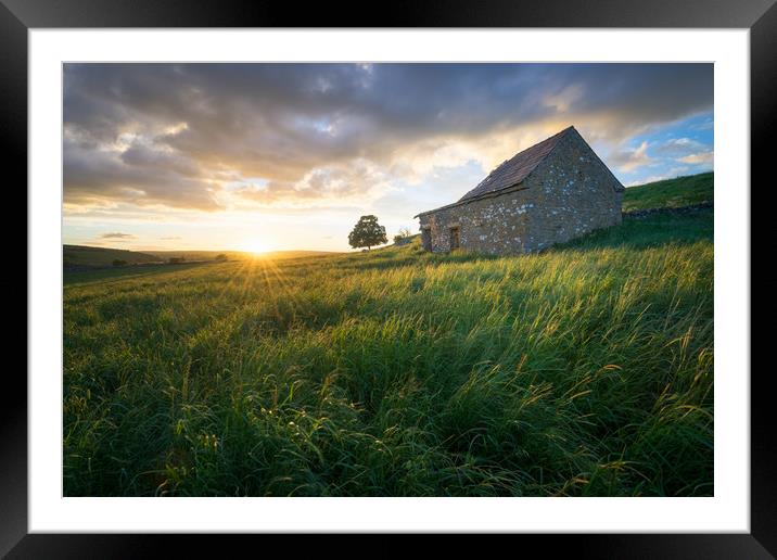 Wetton Barn Sunset  Framed Mounted Print by James Grant