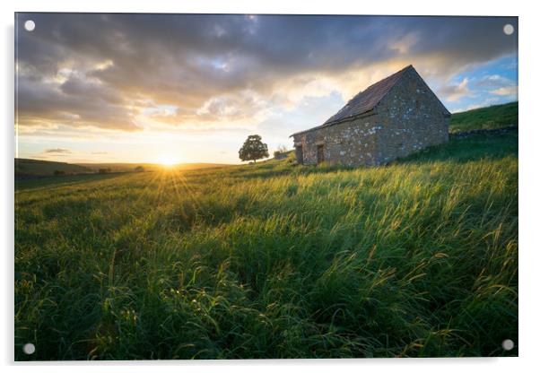 Wetton Barn Sunset  Acrylic by James Grant