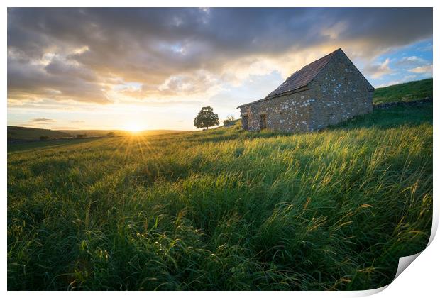 Wetton Barn Sunset  Print by James Grant