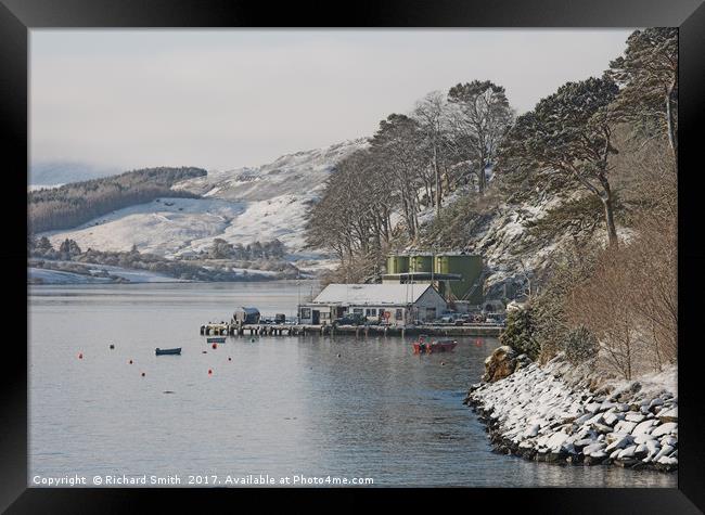 The end of Portree pier in winter Framed Print by Richard Smith