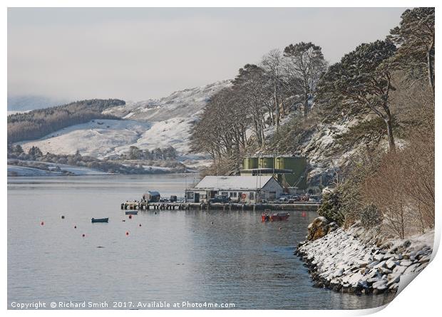 The end of Portree pier in winter Print by Richard Smith