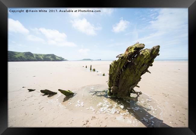 Helvetia wreck on Rhossili Bay Framed Print by Kevin White