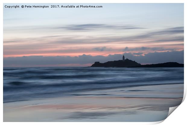 Godrevy Lighthouse from the beach Print by Pete Hemington