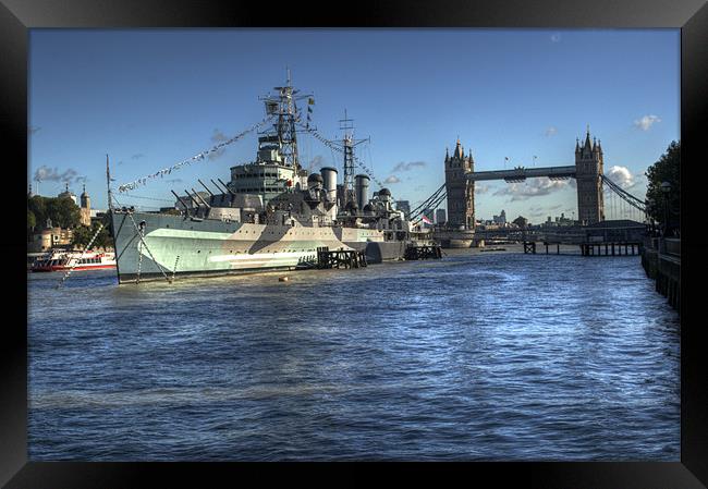 HMS Belfast and Tower Bridge Framed Print by Chris Day