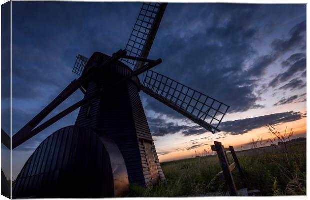 Herringfleet Wind Pump after Sunset Canvas Print by Nick Rowland