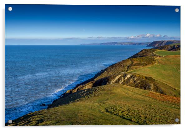 Mwnt Coastline, Ceredigion, Wales, UK Acrylic by Mark Llewellyn