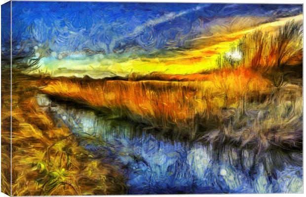The Sunset River Van Gogh Canvas Print by David Pyatt