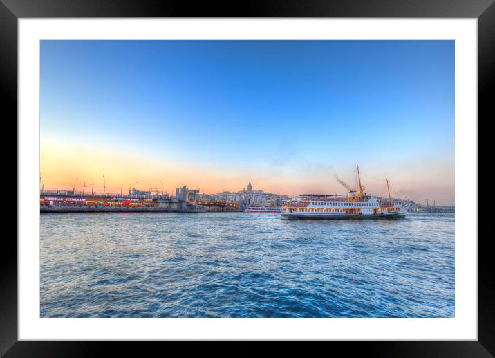  Bosphorus Sunset Istanbul Framed Mounted Print by David Pyatt