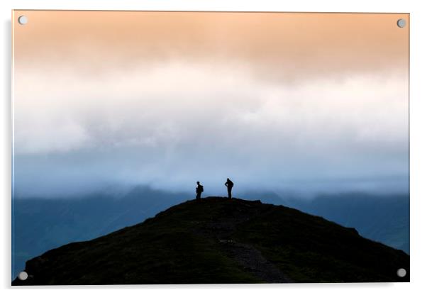 Summit of Catbells Keswick Cumbria Acrylic by Tony Bates