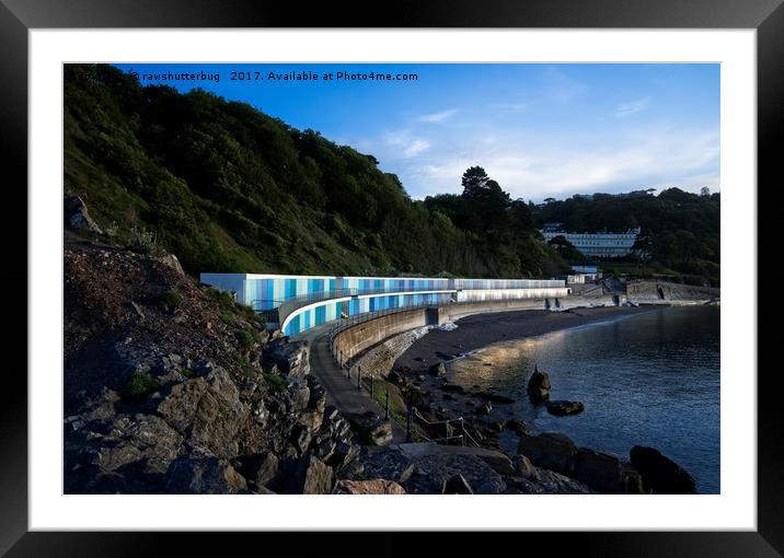 Meadfoot Imposing Cliffs  And Beach Huts Framed Mounted Print by rawshutterbug 