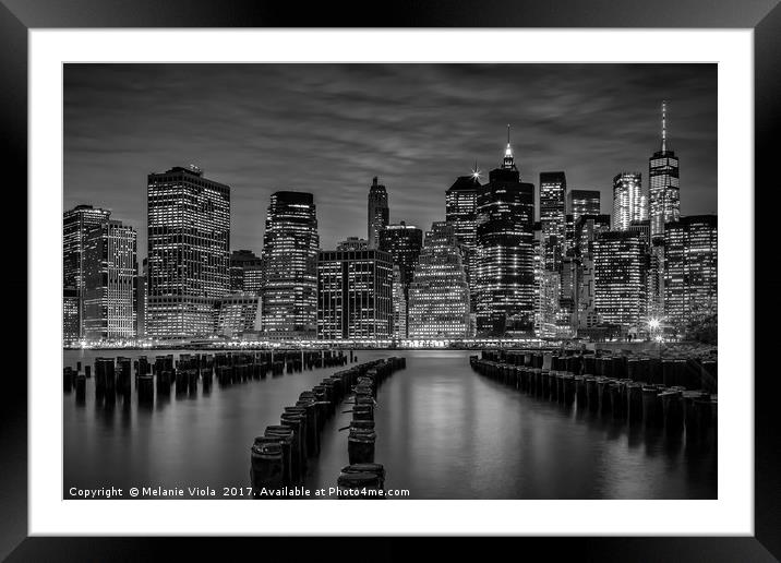 MANHATTAN SKYLINE Evening Atmosphere | Monochrome Framed Mounted Print by Melanie Viola