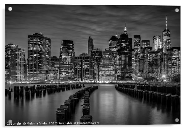 MANHATTAN SKYLINE Evening Atmosphere | Monochrome Acrylic by Melanie Viola