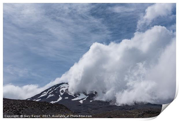 Mount Ruapehu clouds Print by Gary Eason