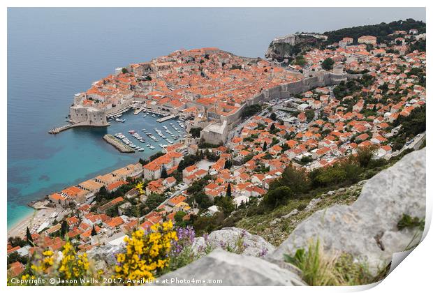 Looking down on Dubrovnik Print by Jason Wells