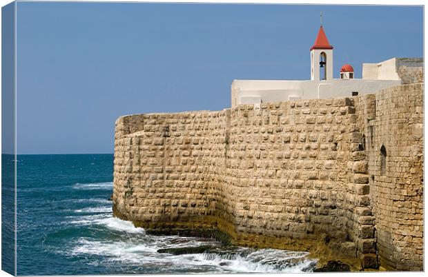 Acre Sea Walls Canvas Print by Mary Lane