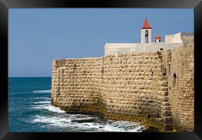 Acre Sea Walls Framed Print by Mary Lane