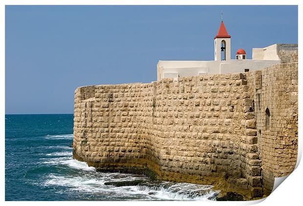 Acre Sea Walls Print by Mary Lane