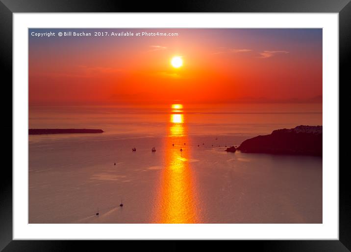 Santorini Caldera Fire Framed Mounted Print by Bill Buchan