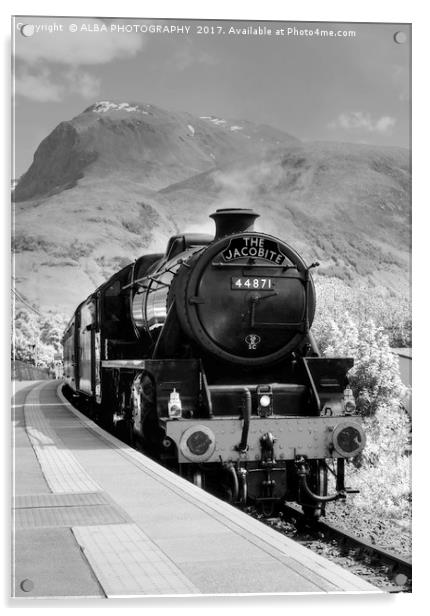 The Jacobite Steam Train, Corpach, Scotland. Acrylic by ALBA PHOTOGRAPHY