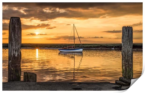 The Avocet at sunset - Burnham Overy Staithe  Print by Gary Pearson